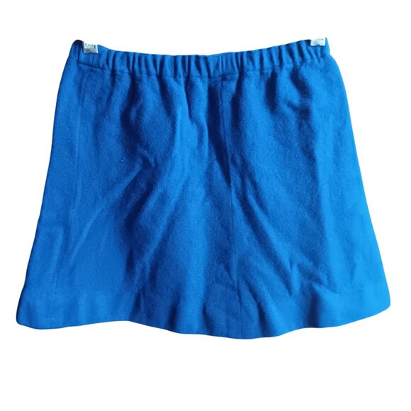 1OF1 XXS Vintage Blue Wool Short-Sleeve Blouse Matching Skirt Set 1970's Mod - Picture 3 of 9